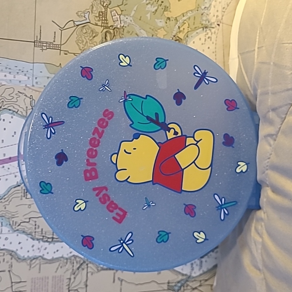 🌸Disney Winnie the Pooh "Easy Breezes" Plastic Glitter Circle Case